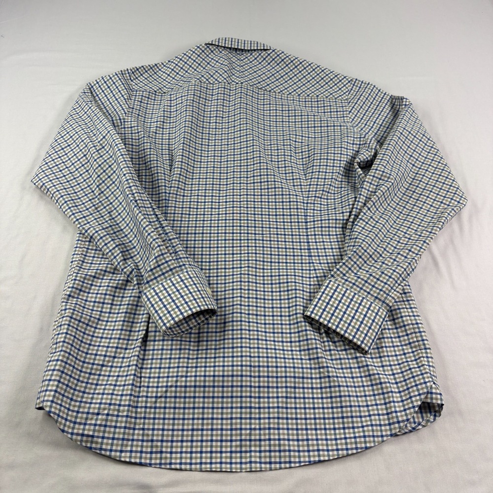 Eton Shirt Mens Medium Plaid Contemporary Button Up Cotton Linen Blend - Picture 8 of 9